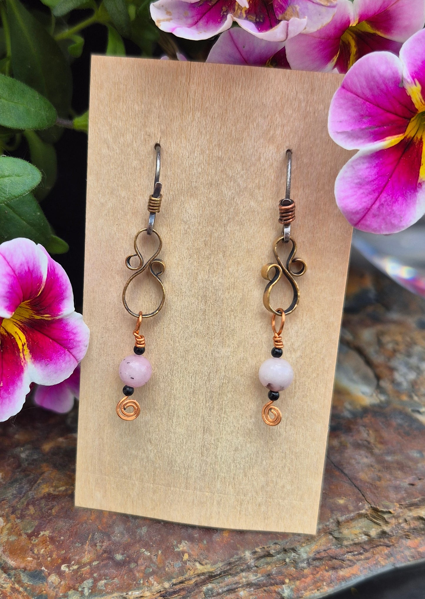 Cherry Blossom Jasper 6mm "8" earrings