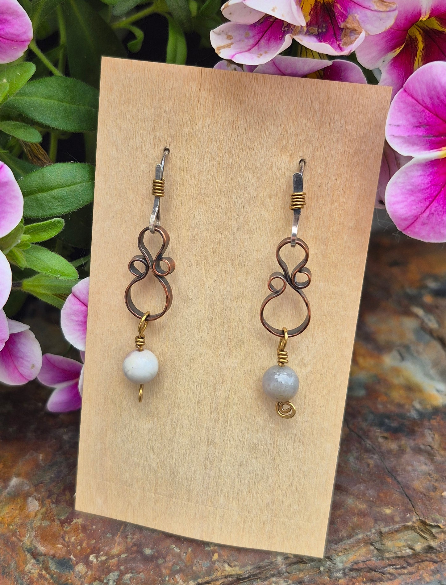 Ocean Jasper 6mm (Multi-coloured) "8" earrings
