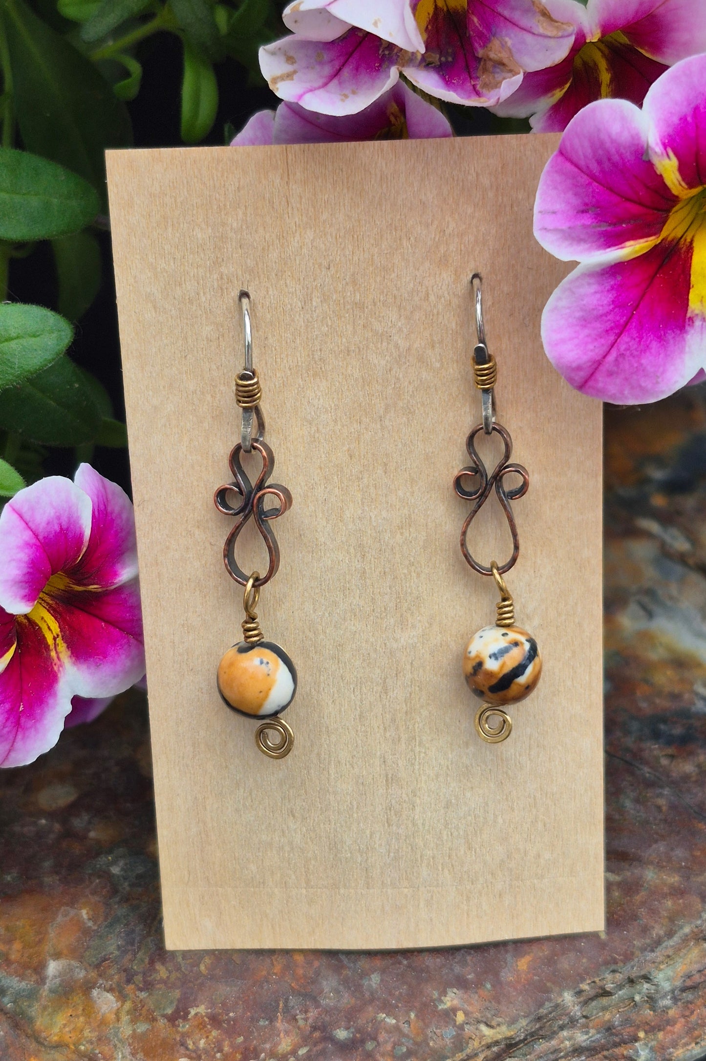Giraffe Jasper 8mm "8" earrings