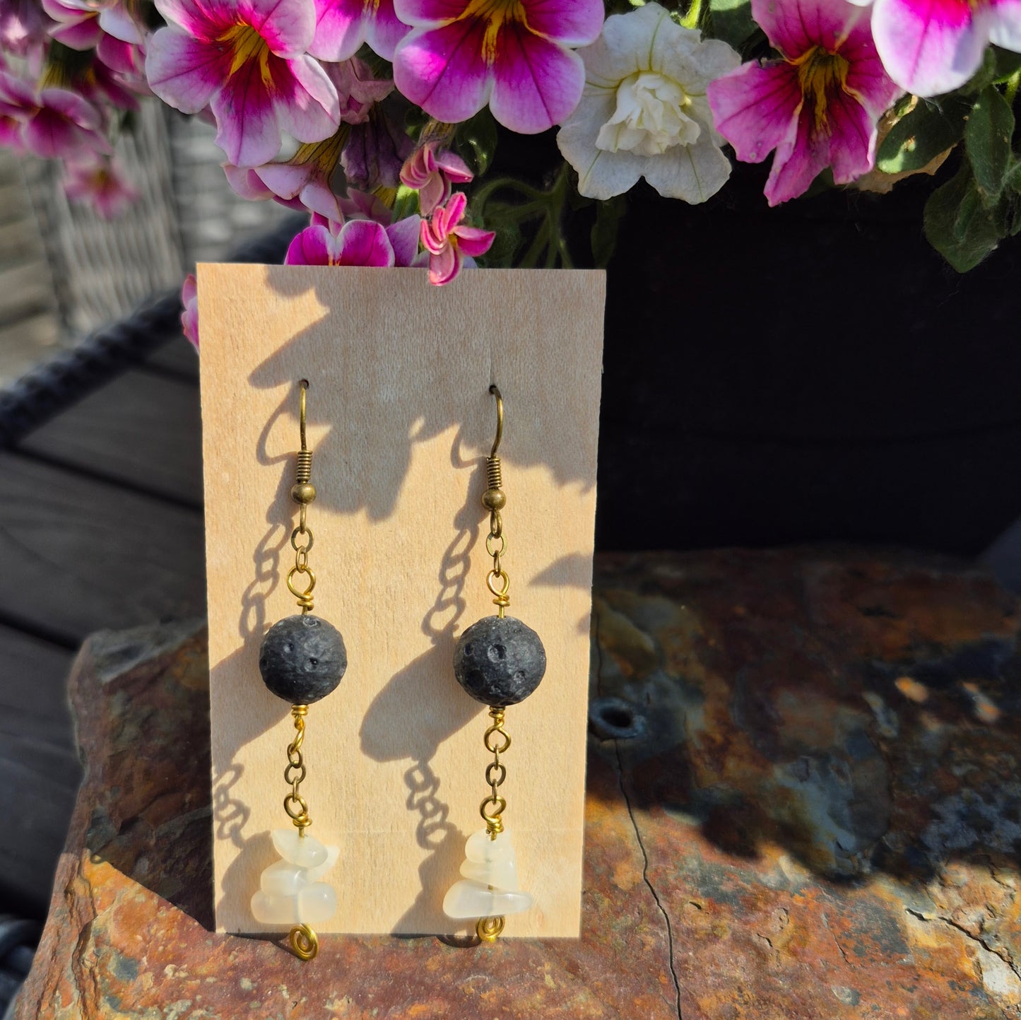 Moonstone and Lava Moon Earrings