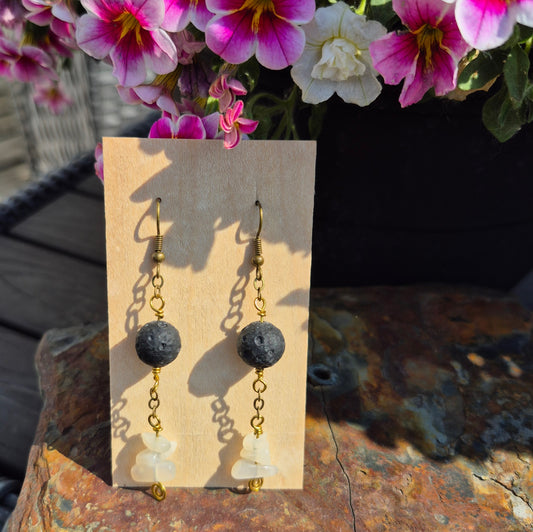Moonstone and Lava Moon Earrings