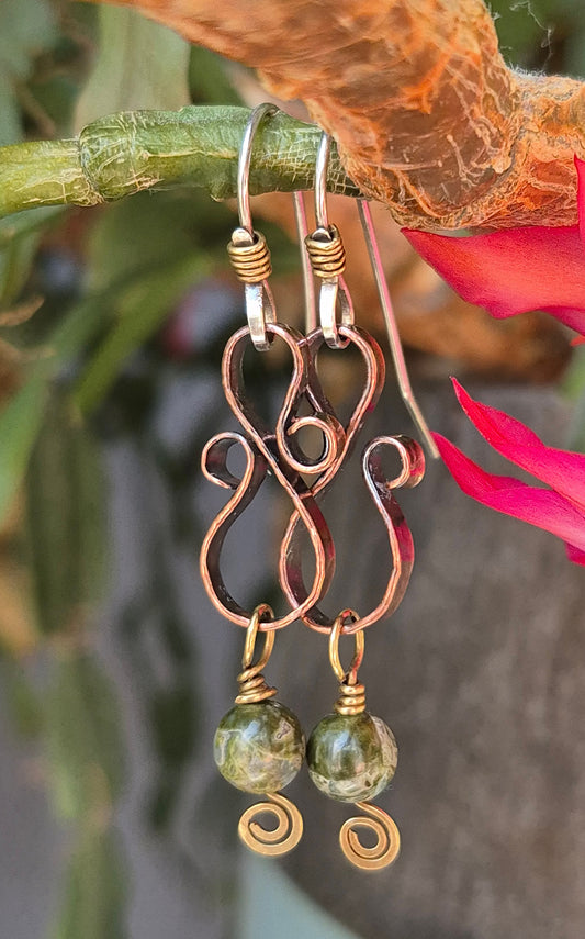 Alligator skin Jasper 6mm "8" earrings