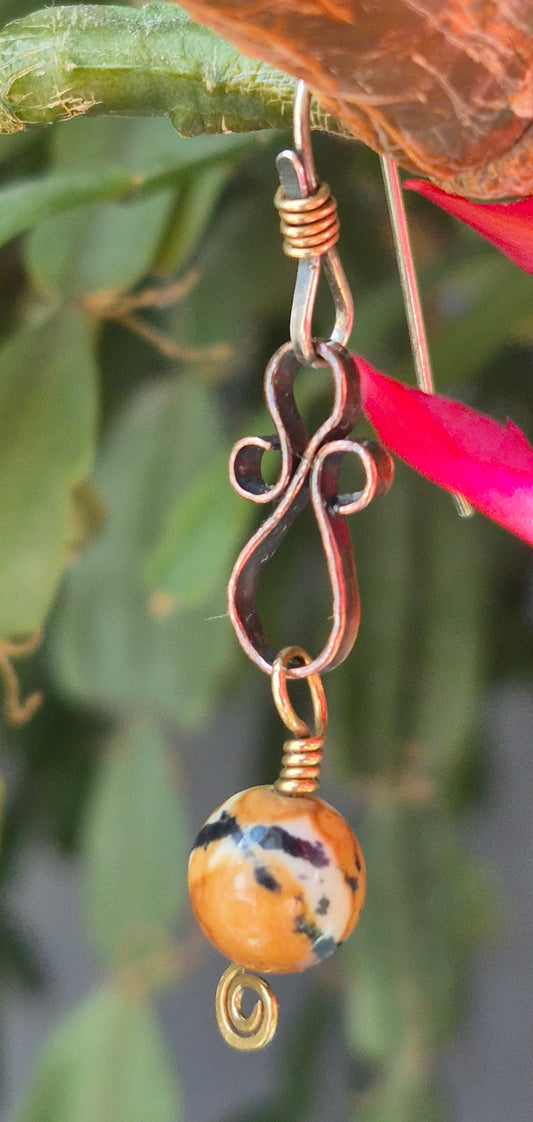 8mm bead "8" earrings in Copper