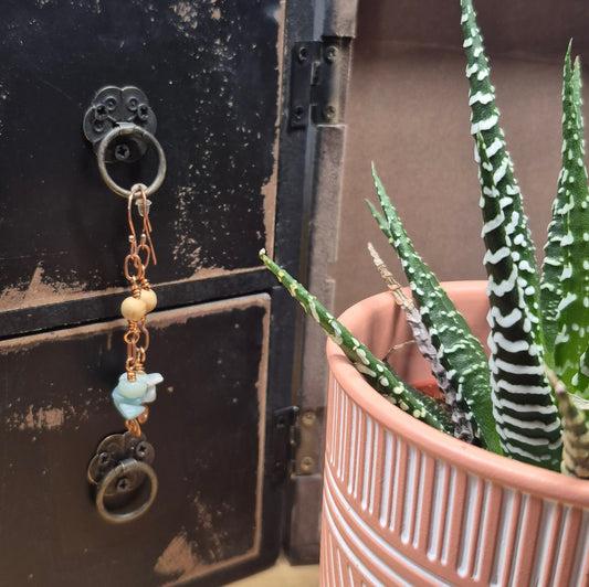 Amazonite and Cedar Wood Earrings