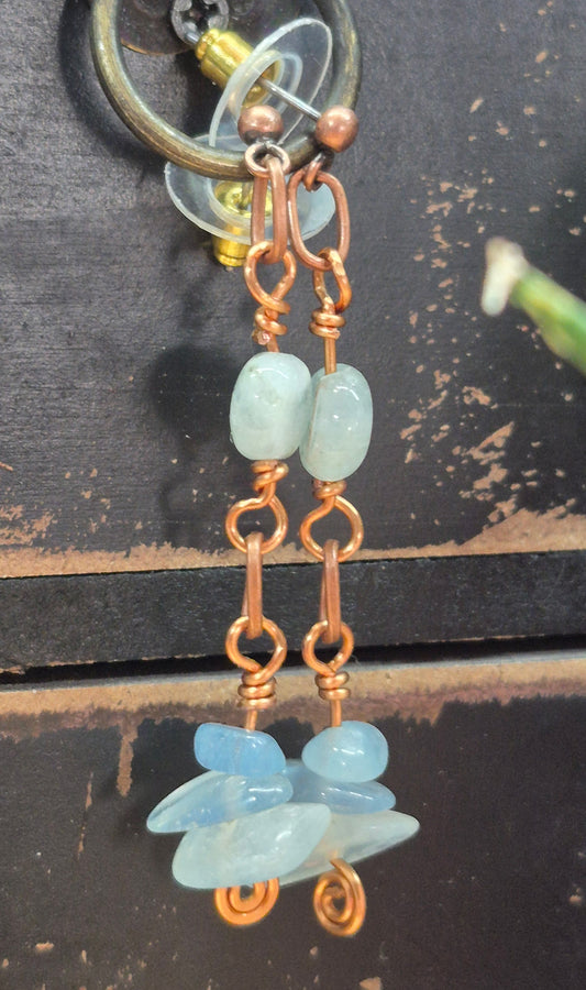 Aquamarine and Copper Earrings