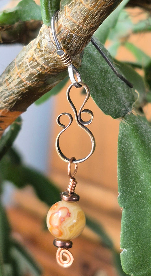 Crazy Lace Agate Brass "8" Earrings
