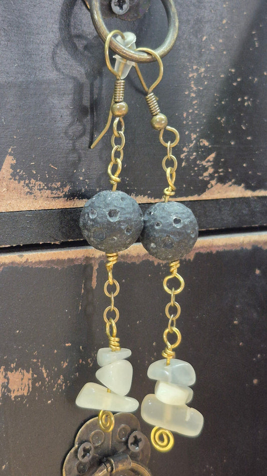 Moonstone and Lava Moon Earrings